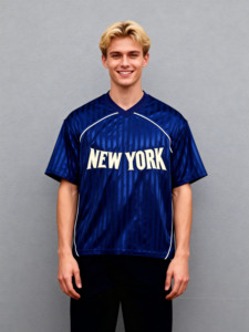 T-shirt Boxy Homme Oversize Personnalisable avec Nom d'Équipe, Style Américain Rayé Tendance <span class=keywords><strong>2026</strong></span>, Nouveau Maillot de Sport de New York - Product Image 2