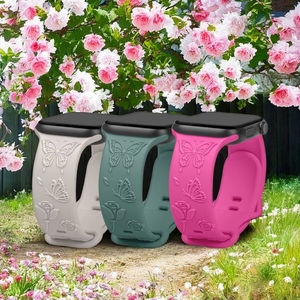 สายนาฬิกาซิลิโคนระบายอากาศ RYB Designer สำหรับ Apple Watch Series 9 ลายผีเสื้อกุหลาบสลัก ขนาด 41 มม. วัสดุเหล็ก - Product Image 2