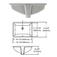 Lavabo de salle de bain rectangulaire en céramique non poreuse moderne avec égouttoir facile à nettoyer pour les hôtels et les établissements de restauration