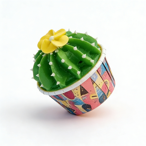 Pequeños cupcakes de plástico hechos a mano, decorados con glaseado fino, cactus, girasol, rosa, flor, fresa, rosa, verde, bonitos, ecológicos - Product Image 2
