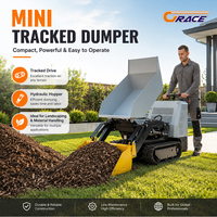 Mini-dumper chenillé tout-terrain avec chargeur frontal, transmission hydraulique intégrale, capacité de charge de 500 kg pour fermes, vergers et jardins