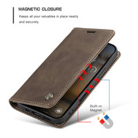 Étui portefeuille magnétique de luxe en cuir PU avec logo personnalisé pour iPhone 17 Pro Max, design gaufré, certifié RoHS