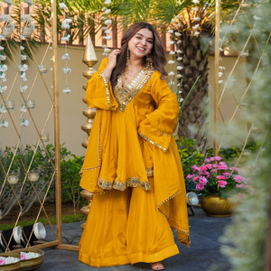 Mustard Yellow Silk Satin Ethnic <b>Shawl</b> Set With Rhinestone Embellishment Traditional Indian Pakistani <b>Wedding</b> Wear Women's Sprin - Product Image 4