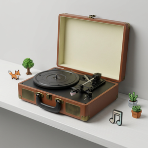 <span class=keywords><strong>Tocadiscos</strong></span> Portátil Vintage con Asa de Transporte <span class=keywords><strong>y</strong></span> <span class=keywords><strong>Amplificador</strong></span> Incorporado para Decoración del Hogar - Product Image 1