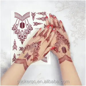 Factory Custom Fashion Henna Tattoos Black White Maroon Henna Hand Brown Henna Tattoo Sticker Tattoos