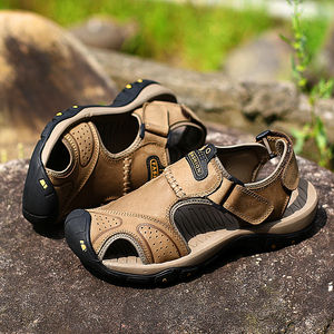 Sandali da spiaggia scarpe basse Casual ragazzo scivoli pantofole estate all'ingrosso in pelle da <span class=keywords><strong>uomo</strong></span> <span class=keywords><strong>sandalo</strong></span> fatto a mano antiscivolo - Product Image 1