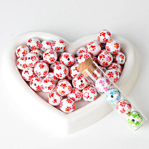 Perles rondes en acrylique plaqué couleur nacrée 16 mm, motif griffe de chat, pour la confection de chaînes de téléphone portable, porte-clés, accessoires de stylo, décoratifs - Product Image 2