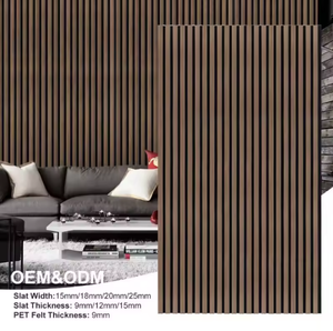 Pannelli Acustici in <span class=keywords><strong>Legno</strong></span> Fonoassorbenti con Doghe in Rovere Naturale, Pannelli Acustici in <span class=keywords><strong>Legno</strong></span> a Doghe, Pannello Aku - Produzione Cinese - Product Image 5