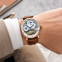 Nuevo Reloj Mecánico de Alta Gama para Hombre, de Aleación, con Doble Hora, 43 mm, Resistente al Agua, de Cuerda Automática, Estilo Ejecutivo, 30 m