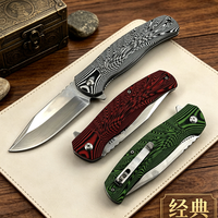 Couteau pliant personnalisable de haute qualité avec manche en G10 et acier 5CR13, portable pour la chasse, le camping et l'EDC, outil de poche