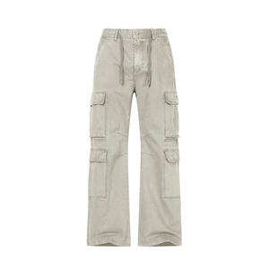 Pantalones <span class=keywords><strong>Cargo</strong></span> Vintage <span class=keywords><strong>Beige</strong></span> Transpirables y Ecológicos con Estampado Lavado para <span class=keywords><strong>Mujer</strong></span>, Cintura Media, Pierna Ancha Holgada, Multibolsillos, Estilo Y2K Streetwear - Product Image 3