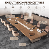 Ensemble de table de conférence moderne de grande taille avec prises électriques et ports USB, bureau de réunion rectangulaire en bois pour salle de conseil et salle de formation