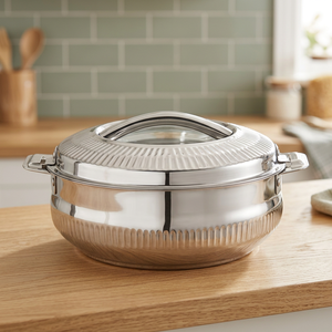 Casserole en acier inoxydable ronde de 24 cm avec couvercle, design minimaliste durable, compatible avec tous les types de cuisinières - Product Image 3