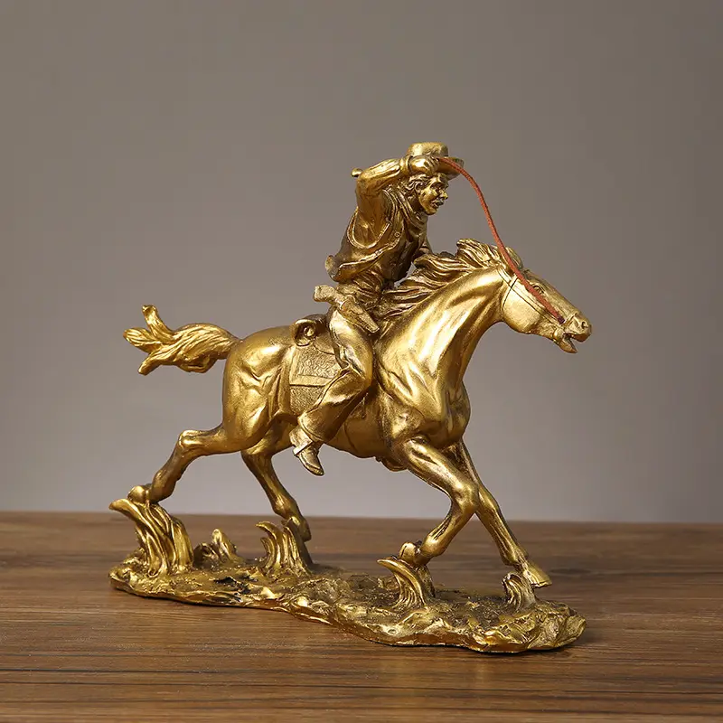 Scultura di equitazione in resina da cowboy occidentale in stile americano unico per la decorazione domestica e accessori per la decorazione della casa del cavallo dell'ornamento del cavallo