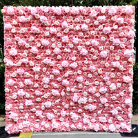 Mur de fleurs artificielles de luxe en soie rose 3D/5D enroulable, 2,4m-3,6m, pour événements de mariage - Vente en gros