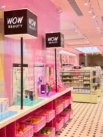 Présentoir de Comptoir en Bois pour Cosmétiques et Parfums, Vitrine Moderne de Luxe avec Miroir et Éclairage LED