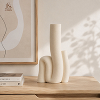 Vase à fleurs en céramique géométrique moderne Jossin, blanc mat, ornement sculptural pour la décoration de la maison, table de salon
