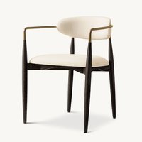 Fauteuils de restaurant de maison de luxe Mobilier Mobilier Cadre en bois de chêne Bras en métal Chaises de salle à manger