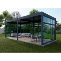 Kits de pergola de jardin sur mesure de fabricants chinois, cadre en acier galvanisé noir, support en fer, finition peinte en poudre