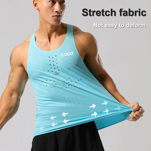 قمم خزان بيضاء غير ملحومة للرجال سريعة الجفاف للياقة البدنية غير رسمية حجم XL تنفس بلا أكمام طباعة ضغط - Product Image 5