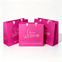 Sac en papier d'emballage pour vêtements, chaussures, bijoux, cadeaux, avec logo personnalisé imprimé, rose bonbon de luxe
