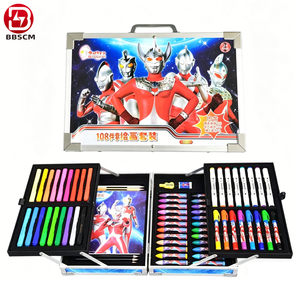 Kit <span class=keywords><strong>de</strong></span> peinture pour enfants 145 pièces avec crayons <span class=keywords><strong>de</strong></span> couleur, papeterie, ensemble d'artiste double couche 34x23x8.5cm - Product Image 4