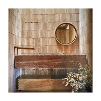 Évier de salle de bain en travertin rouge naturel, design personnalisé, prix de gros usine Newstar, à suspendre ou autoportant en marbre
