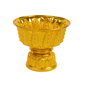 เครื่องมือทางพุทธศาสนาขนาดฐานอิสระ18ซม. ถาดฐานอลูมิเนียมสีทองและสีเงินดีไซน์แบบไทยชามเสิร์ฟผลิตในประเทศไทย - Product Image 2