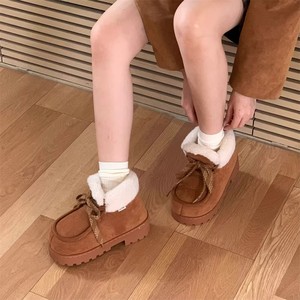 Bottes d'hiver pour femmes XIXITIAO, bottes à lacets tendance, doublure en polaire chaude, bottes à plateforme imperméables antidérapantes pour l'extérieur - Product Image 2