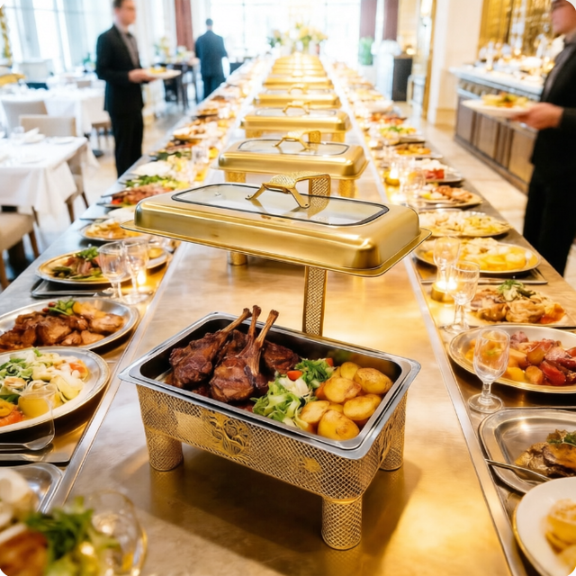 Other Hotel & Restaurant Supplies Chafing Dish Buffet Set Luxury Buffet Food Warmer Gold Chafing Dishes for Catering