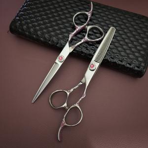 Ciseaux de coiffure professionnels 6 pouces en acier inoxydable, ciseaux à effiler à lame tranchante, manche en forme de fleur de prunier, prise moyenne - Product Image 3