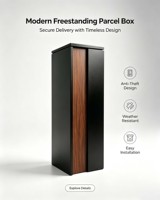Boîte de livraison verticale étanche antivol avec accent grain de bois, boîte aux lettres autonome pour colis, pour porche extérieur