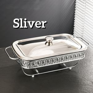 Plats chauffants de luxe de 1,5 L/2 L, plat chauffant pour buffet, réchaud à nourriture, réchaud à buffet en verre pour hôtel, restaurant, maison - Product Image 5