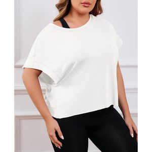 Fisoew Custom Womens Plus Size Open Back Workout Short Sleeve Athletic Crop <b>Top</b> Gym Yoga T-Shirt Made in China - Product Image 4