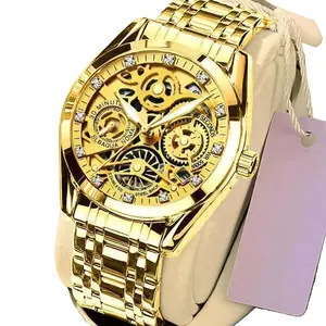 Voll automatische Glow Luxus Mode wasserdicht Business Casual Sport Quarz Edelstahl Band Uhr Datum Geschenk Herren uhr