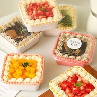 Emballage de boîte à gâteau personnalisée carrée rose vert jaune Récipients alimentaires jetables Récipients à emporter en plastique avec couvercle
