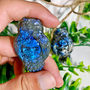 도매 자연 치유 크리스탈 아름다운 무지개 플래시 래브라도라이트 해골 올빼미 조각 방 장식 - Product Image 6