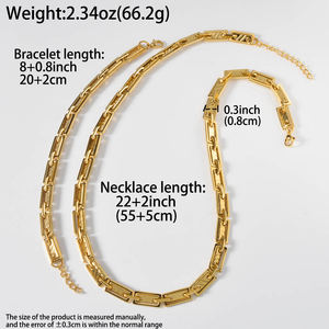 Classic Gold Link Chain Jewelry <b>Set</b> Stainless Steel Waterproof Minimalist Daily Wear Necklace <b>Bracelet</b> <b>Set</b> - Product Image 6