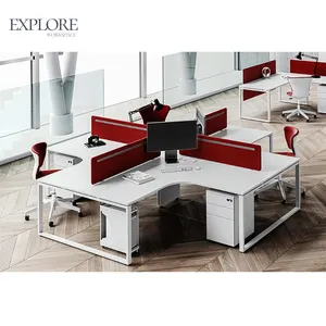 Customized Modern Aluminum Frame Modular 2/4/6 seat Office Cubicle Workstation Staff Desk