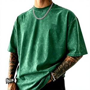 Camiseta de Algodón Verde Sólido para Hombre, Talla Grande, Manga Corta, Cuello Redondo, Estilo Casual, Tejido Liso - Product Image 1