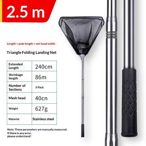Épuisette de pêche pliable triangulaire télescopique Sendema en acier inoxydable avec tête à mailles étroites, profondeur 37 cm - Product Image 5