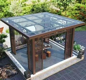 Современная веранда из алюминиевого сплава с двойным остеклением, крыша из закаленного стекла, антикоррозийная, водонепроницаемая, легкая, экологичная, шумоизоляционная - Product Image 1