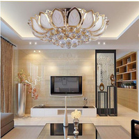 JYLIGHTING Luminaires suspendus en cristal doré de luxe en forme de fleur de lotus, pour Majlis, église royale, maison arabe, salle de banquet
