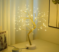 Arbre artificiel moderne en métal en forme de bouleau à LED, télécommande, lumière chaude multicolore, intensité réglable, alimentation USB/piles, pour les fêtes