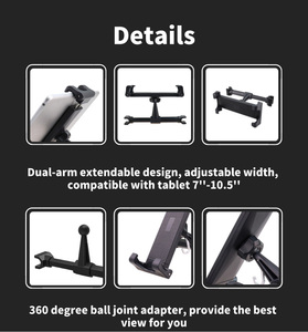 Có thể điều chỉnh ghế sau xe điện thoại di động chủ xe máy tính bảng tựa đầu núi Xe trở lại chỗ ngồi tựa đầu máy tính bảng điện thoại chủ cho iPad/iPhone - Product Image 6