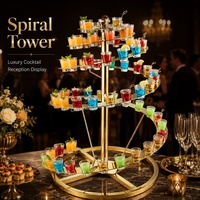 XINGPAI – décorations de restauration buffet de luxe en acier inoxydable doré, présentoir de nourriture, support de cocktail en spirale pour fête de mariage