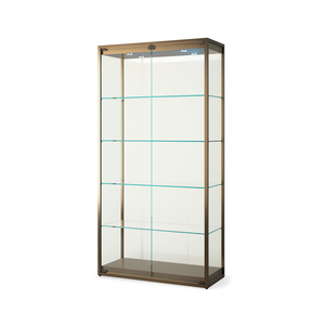 Vitrine en fer 95x45x190 cm, cadre en bronze, porte en verre avec éclairage LED, meuble de présentation - Product Image 2
