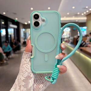 เคสโทรศัพท์แม่เหล็กสำหรับ <span class=keywords><strong>iPhone</strong></span> 17/16/15/14/13 <span class=keywords><strong>Pro</strong></span> <span class=keywords><strong>Max</strong></span>/Air/Plus พร้อมสายคล้องมือ ป้องกันแรงกระแทก ผิวด้าน ป้องกันการตกหล่น - Product Image 4