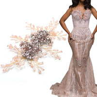 Nouvelle Collection : Patch en Métal Fait Main 3D à Coudre, Fleur en PU et Strass pour Robe de Mariée, Accessoire pour Femme