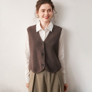 Cárdigan sin mangas de punto de Cachemira de gama alta para otoño e invierno con cuello en V para <span class=keywords><strong>mujer</strong></span> - Product Image 2